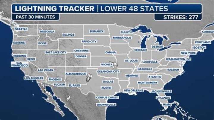 Lightning strikes in the 24 hours to 8am on May 11 